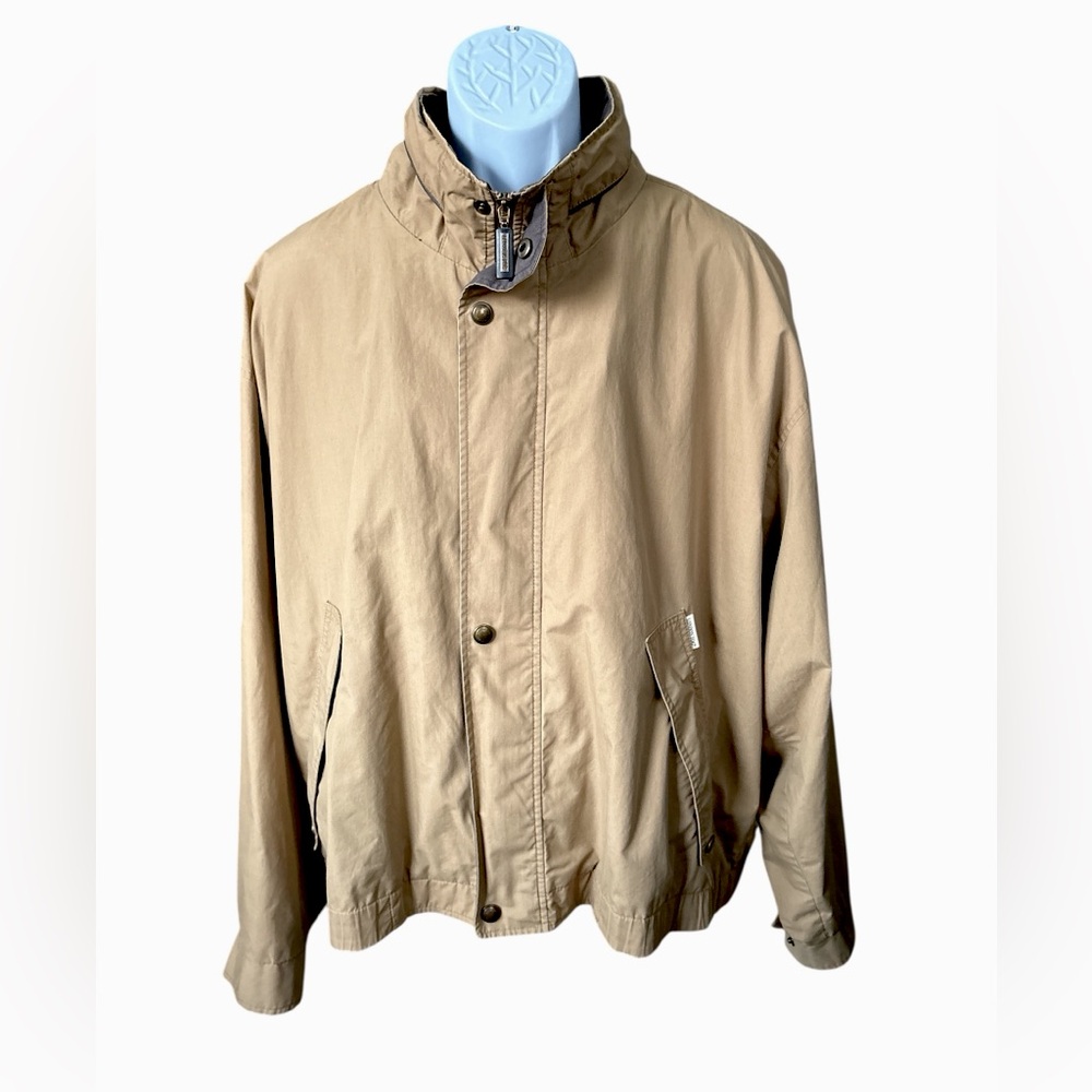 London Fog Vintage Men's Khaki Full Zip Bomber Jacket, Size XXL